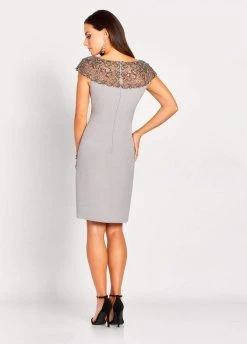 Social Occasions By Mon Cheri - Beaded Illusion Bateau Knee Length Dress 119824