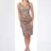 Social Occasions By Mon Cheri - Lace Appliqued V Neck Dress 218806