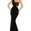 Long Dresses Tarik Ediz - 51058 One Shoulder Draped Bodice Evening Dress - 1 Pc Black In Size 6 Available