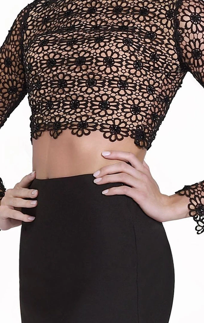 Tarik Ediz - Floral Long Sleeve Gown 92535 Long Dresses 6 Tarik Ediz - Floral Long Sleeve Gown 92535 Long Dresses