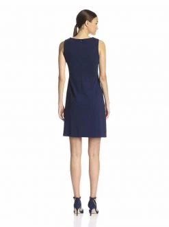 Short Dresses Taylor 5489M Sleeveless Keyhole Neckline Ponte Dress - 1 Pc Navy In Size 14 Available