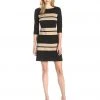 Taylor - Linear Print Bateau Neck Dress 5826M Short Dresses